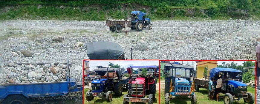 नदीजन्य पदार्थ उत्खनन् गर्ने पाँच वटा ट्याक्टर नियन्त्रणमा 