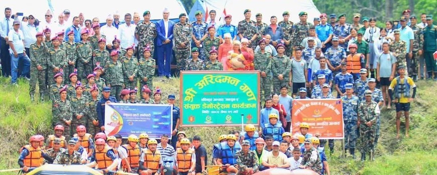 बिपद उद्धारबारे नेपाली सेनाको निचाझोडा सिमसारमा एकीकृत हातेमालो अभ्यास 